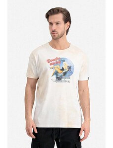 Памучна тениска Alpha Industries Nose Art T-Shirt в бежово с принт