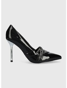 Кожени обувки с висок ток Karl Lagerfeld SARABANDE в черно KL30919G