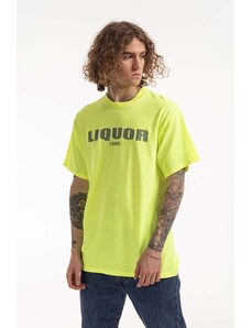 Памучна тениска PLEASURES Liquor в зелено с принт