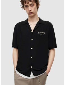 Риза AllSaints мъжка в черно със стандартна кройка