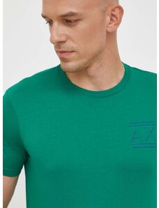 Памучна тениска Armani Exchange в зелено с принт