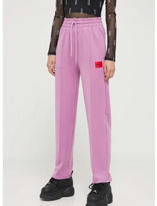 Спортен панталон HUGO в лилаво с апликация