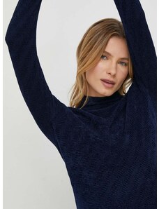 Пуловер Emporio Armani дамски в тъмносиньо от лека материя