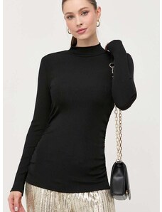 Пуловер Armani Exchange дамски в черно от лека материя с ниско поло
