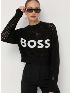 Пуловер BOSS дамски в черно от лека материя