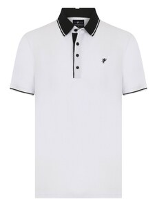 DENIM CULTURE Тениска 'Vasilis' черно / бяло