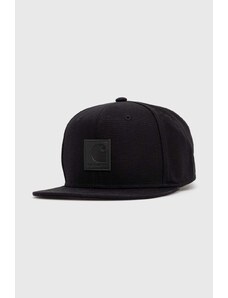 Памучна шапка с козирка Carhartt WIP Logo в черно с изчистен дизайн