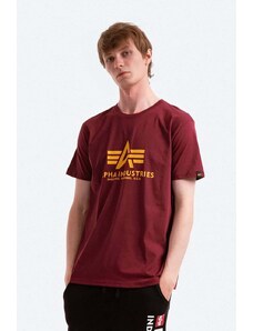 Памучна тениска Alpha Industries Basic T-Shirt в червено с принт 100501.184