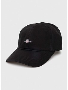 Памучна шапка с козирка Gant в черно с апликация