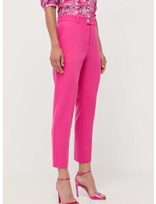 Панталон Custommade в розово със стандартна кройка, с висока талия