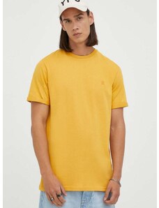 Памучна тениска Les Deux в жълто с изчистен дизайн