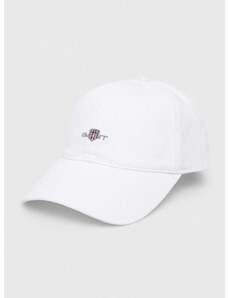 Памучна шапка с козирка Gant в бяло с апликация