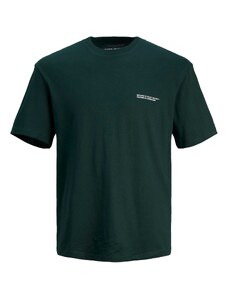 JACK & JONES Тениска 'Vesterbro' тъмнозелено / бяло