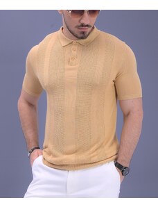 AVIV Памучна поло блуза с къс ръкав мъжка в цвят грочица