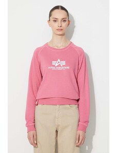 Суичър Alpha Industries New Basic Sweater Wmn в розово с принт