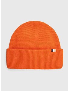Вълнена шапка BOSS в оранжево от плътен трикотаж от вълна