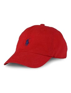 Детска памучна шапка Polo Ralph Lauren в червено с изчистен дизайн