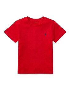 Детска памучна тениска Polo Ralph Lauren в червено с изчистен дизайн