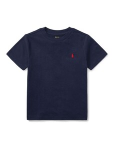 Детска памучна тениска Polo Ralph Lauren в тъмносиньо с изчистен дизайн