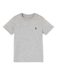Детска памучна тениска Polo Ralph Lauren в сиво меланж на