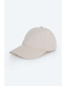 Памучна шапка с козирка Wood Wood Low profile twill cap в бежово с изчистен дизайн 12110804.7083