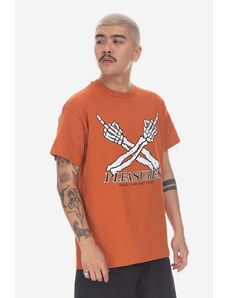 Памучна тениска PLEASURES Dont Care T-shirt в оранжево с принт