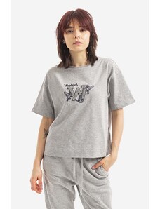 Памучна тениска Woolrich GRAPHIC в сиво