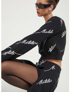 Пуловер с вълна Rotate дамски в черно от лека материя