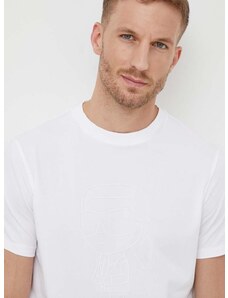 Памучна тениска Karl Lagerfeld в бяло с принт