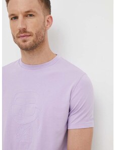 Памучна тениска Karl Lagerfeld в лилаво с принт