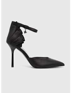 Кожени обувки с висок ток Karl Lagerfeld SARABANDE в черно KL30923