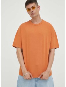 Памучна тениска American Vintage в оранжево с изчистен дизайн