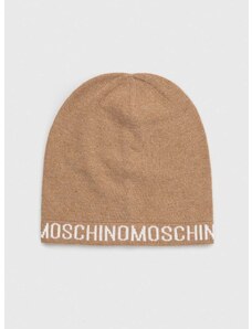 Вълнена шапка Moschino в кафяво с фина плетка от вълна
