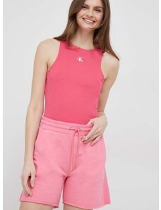 Къс панталон Blauer в розово с изчистен дизайн с висока талия