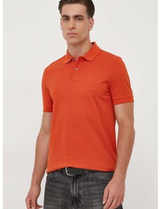 Памучна тениска с яка BOSS в оранжево с изчистен дизайн 50468301