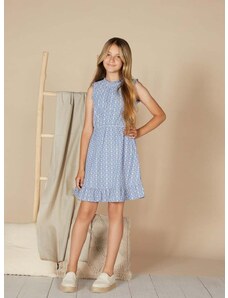Детска рокля Guess в синьо къс модел разкроен модел