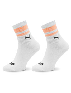 Комплект 2 чифта дълги чорапи мъжки Puma Unisex Heritage 938022 White / Flame Orange 01