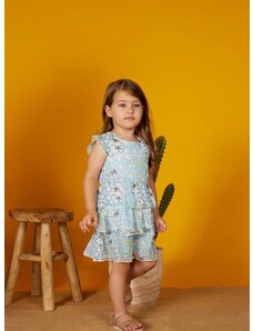 Детска рокля Guess в зелено къс модел разкроен модел