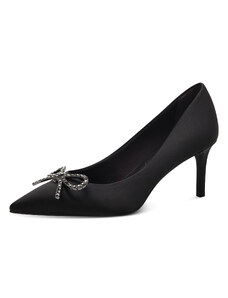 Дамски елегантни обувки на среден ток Tamaris черен сатен