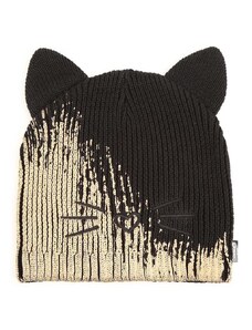Детска памучна шапка Karl Lagerfeld в черно от памук