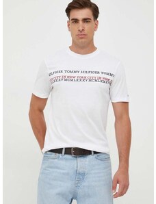 Памучна тениска Tommy Hilfiger в бяло с принт