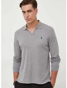 Памучна блуза с дълги ръкави Polo Ralph Lauren в сиво с меланжов десен 710922252