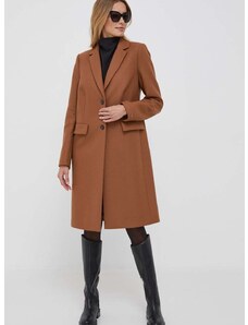 Вълнено палто Tommy Hilfiger в кафяво преходен модел WW0WW39753