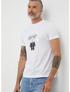 Памучна тениска Karl Lagerfeld в бяло с принт 500251.755071