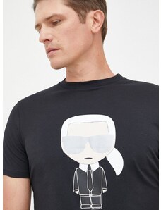 Памучна тениска Karl Lagerfeld в черно с принт 500251.755071