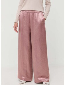 Панталон Max Mara Leisure в розово с широка каройка, с висока талия