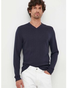 Вълнен пуловер Calvin Klein мъжки в тъмносиньо от лека материя