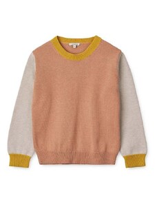 Детски памучен пуловер Liewood в оранжево от лека материя