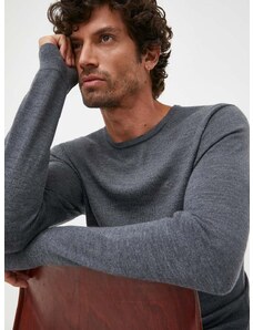Вълнен пуловер Calvin Klein мъжки в сиво от лека материя