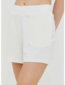 Домашен къс панталон HUGO в бяло с изчистен дизайн висока талия 50490596